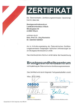 Zertifikat Brustgesundheitszentrum